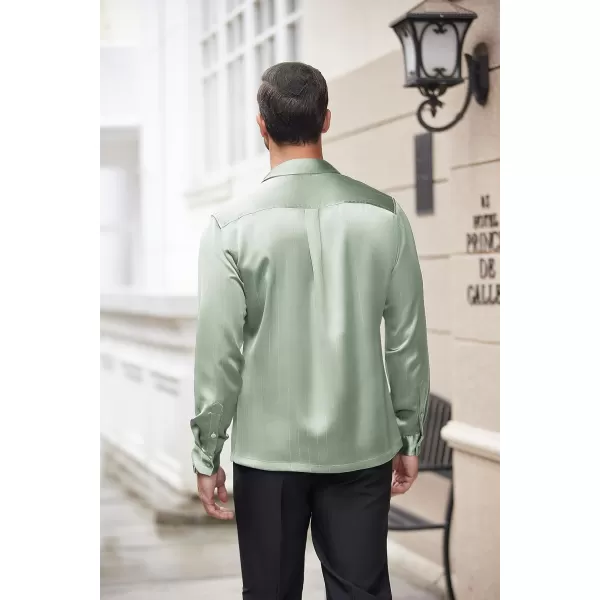 COOFANDY Men's Luxury Satin Dress Shirt Shiny Silk Long Sleeve Button Up Shirts Wedding Shirt Party Prom