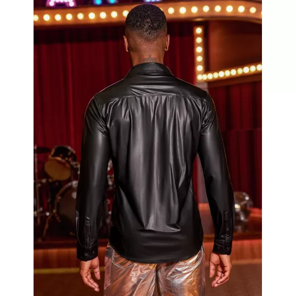 COOFANDY Men's Metallic Disco Shiny Slim Fit Long Sleeve Button Down Nightclub Party Shirts Christmas Shirt
