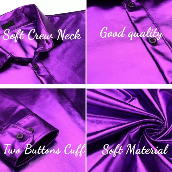 COOFANDY Men's Metallic Disco Shiny Slim Fit Long Sleeve Button Down Nightclub Party Shirts Christmas Shirt