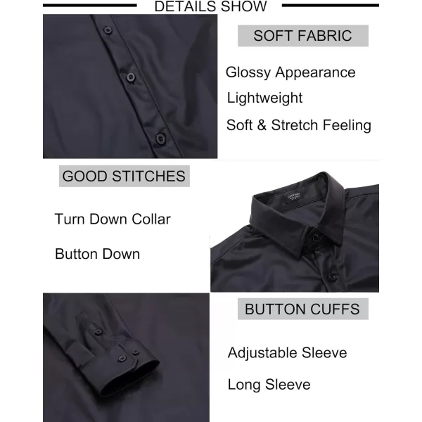 COOFANDY Men's Metallic Disco Shiny Slim Fit Long Sleeve Button Down Nightclub Party Shirts Christmas Shirt