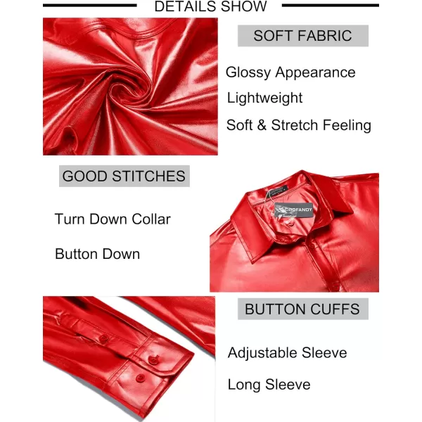 COOFANDY Men's Metallic Disco Shiny Slim Fit Long Sleeve Button Down Nightclub Party Shirts Christmas Shirt