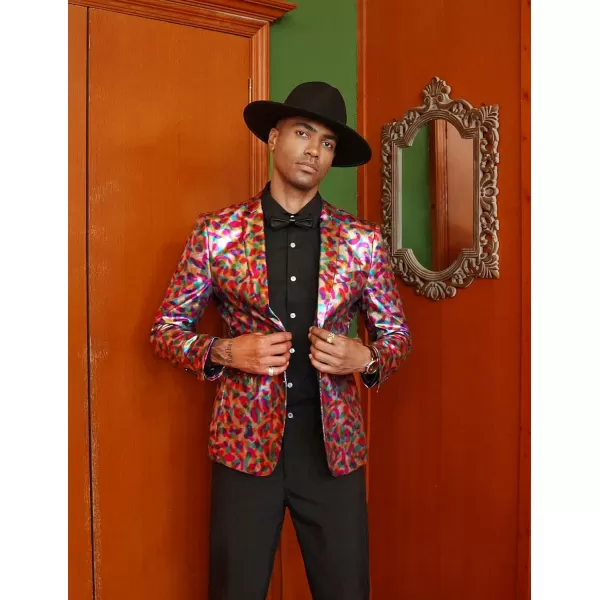 COOFANDY Mens Metallic Jacket Regular Fit Blazer Casual 70s Disco Party Sport Coat