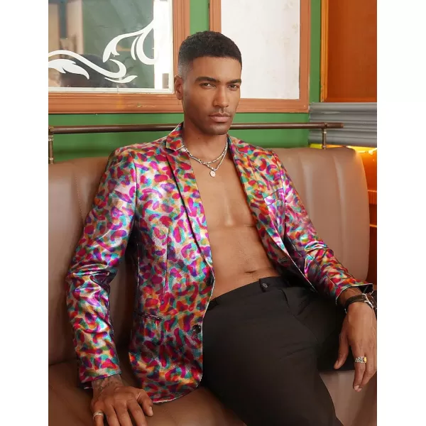 COOFANDY Mens Metallic Jacket Regular Fit Blazer Casual 70s Disco Party Sport Coat
