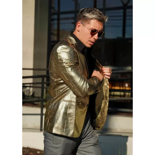 COOFANDY Mens Metallic Jacket Regular Fit Blazer Casual 70s Disco Party Sport Coat