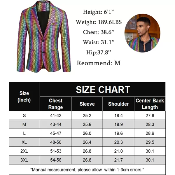 COOFANDY Mens Metallic Jacket Regular Fit Blazer Casual 70s Disco Party Sport Coat
