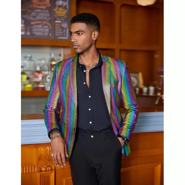 COOFANDY Mens Metallic Jacket Regular Fit Blazer Casual 70s Disco Party Sport Coat