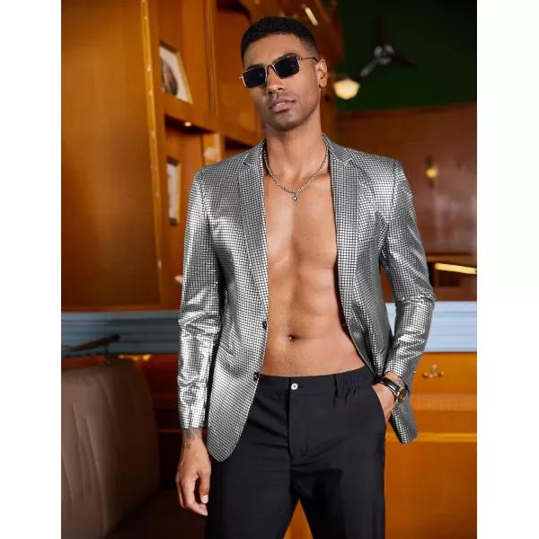 COOFANDY Mens Metallic Jacket Regular Fit Blazer Casual 70s Disco Party Sport Coat