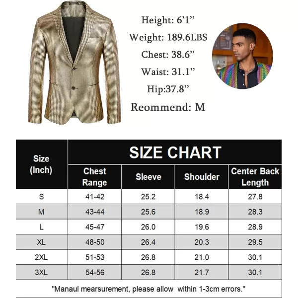 COOFANDY Mens Metallic Jacket Regular Fit Blazer Casual 70s Disco Party Sport Coat