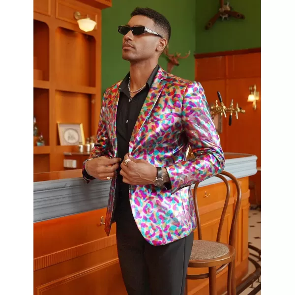 COOFANDY Mens Metallic Jacket Regular Fit Blazer Casual 70s Disco Party Sport Coat