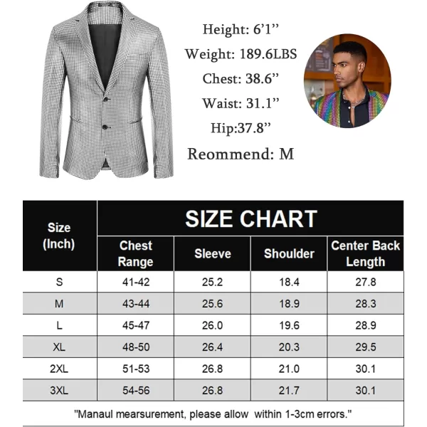 COOFANDY Mens Metallic Jacket Regular Fit Blazer Casual 70s Disco Party Sport Coat