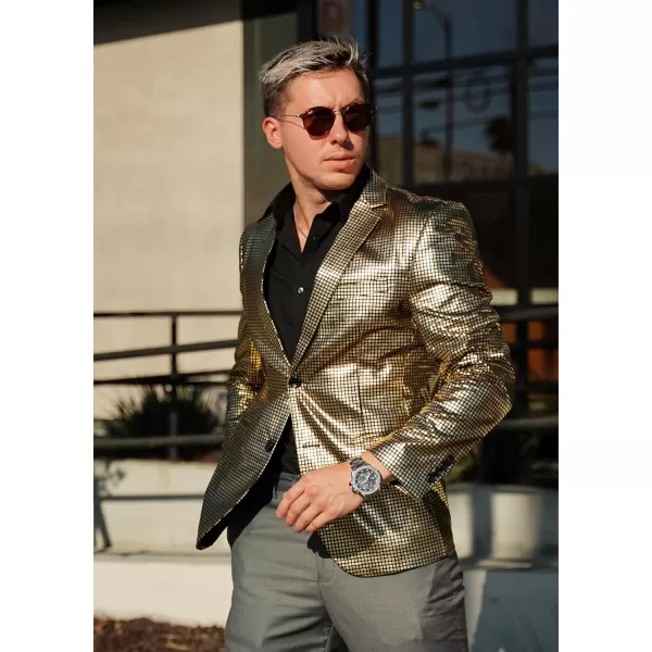 COOFANDY Mens Metallic Jacket Regular Fit Blazer Casual 70s Disco Party Sport Coat
