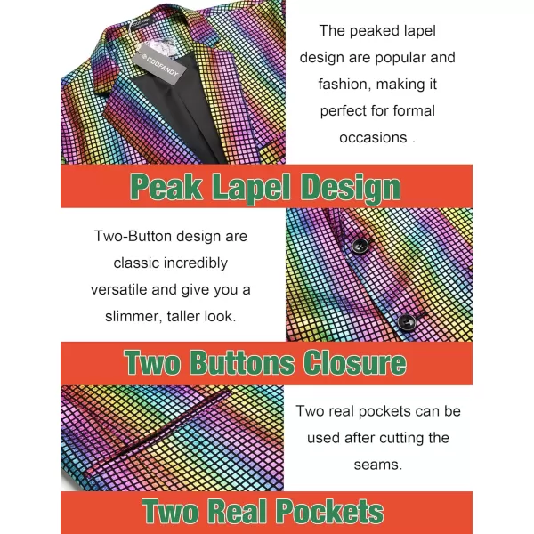 COOFANDY Mens Metallic Jacket Regular Fit Blazer Casual 70s Disco Party Sport Coat