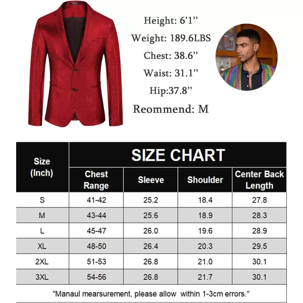 COOFANDY Mens Metallic Jacket Regular Fit Blazer Casual 70s Disco Party Sport Coat
