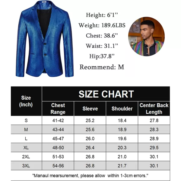 COOFANDY Mens Metallic Jacket Regular Fit Blazer Casual 70s Disco Party Sport Coat