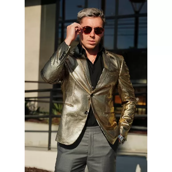 COOFANDY Mens Metallic Jacket Regular Fit Blazer Casual 70s Disco Party Sport Coat