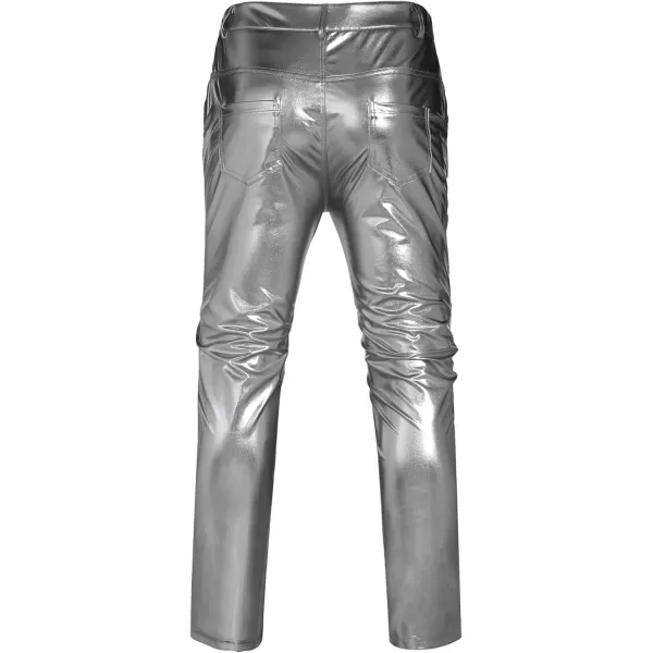 COOFANDY Mens Metallic Shiny Jeans 70‘s Party Dance Disco Nightclub Pants Straight Leg Trousers