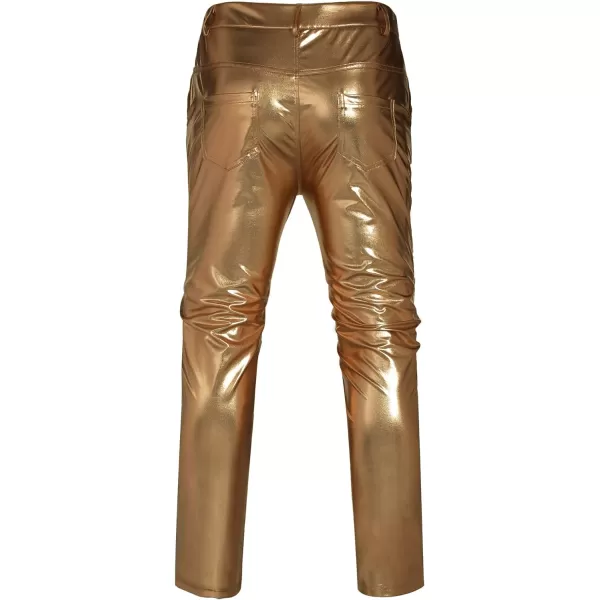 COOFANDY Mens Metallic Shiny Jeans 70‘s Party Dance Disco Nightclub Pants Straight Leg Trousers