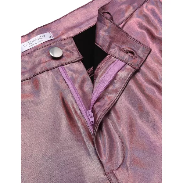 COOFANDY Mens Metallic Shiny Jeans 70‘s Party Dance Disco Nightclub Pants Straight Leg Trousers