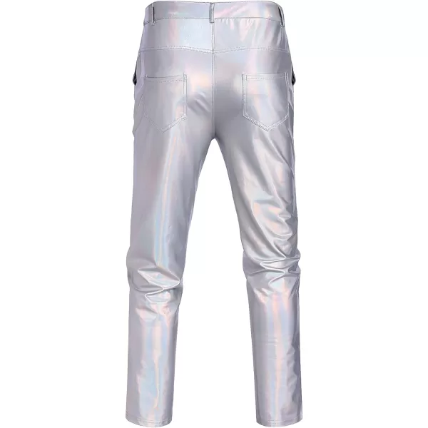 COOFANDY Mens Metallic Shiny Jeans 70‘s Party Dance Disco Nightclub Pants Straight Leg Trousers