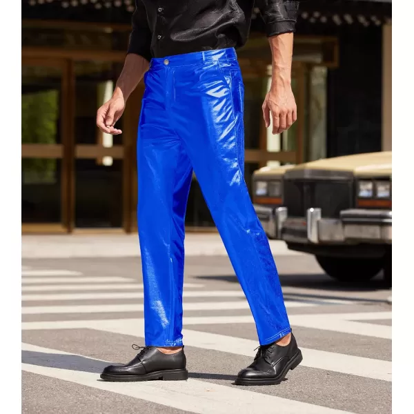 COOFANDY Mens Metallic Shiny Jeans 70‘s Party Dance Disco Nightclub Pants Straight Leg Trousers