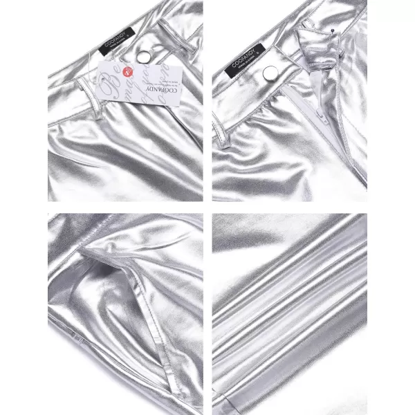 COOFANDY Mens Metallic Shiny Jeans 70‘s Party Dance Disco Nightclub Pants Straight Leg Trousers