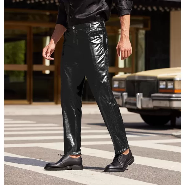 COOFANDY Mens Metallic Shiny Jeans 70‘s Party Dance Disco Nightclub Pants Straight Leg Trousers