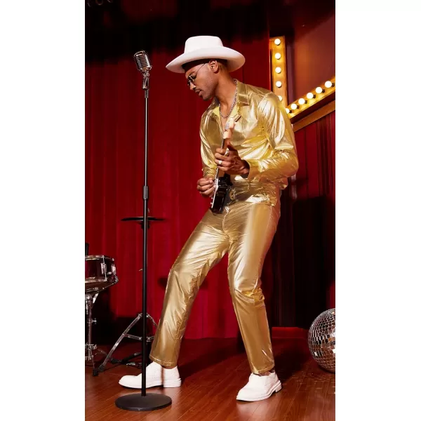 COOFANDY Mens Metallic Shiny Jeans 70‘s Party Dance Disco Nightclub Pants Straight Leg Trousers