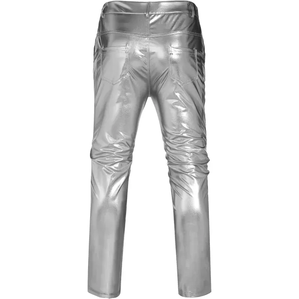 COOFANDY Mens Metallic Shiny Jeans 70‘s Party Dance Disco Nightclub Pants Straight Leg Trousers