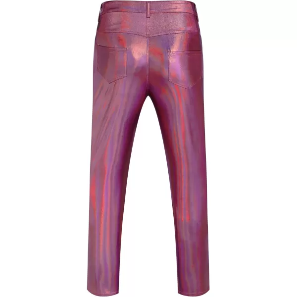 COOFANDY Mens Metallic Shiny Jeans 70‘s Party Dance Disco Nightclub Pants Straight Leg Trousers