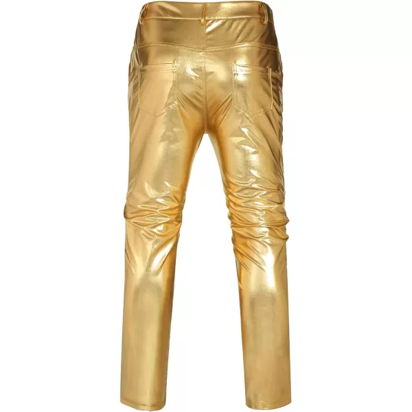 COOFANDY Mens Metallic Shiny Jeans 70‘s Party Dance Disco Nightclub Pants Straight Leg Trousers