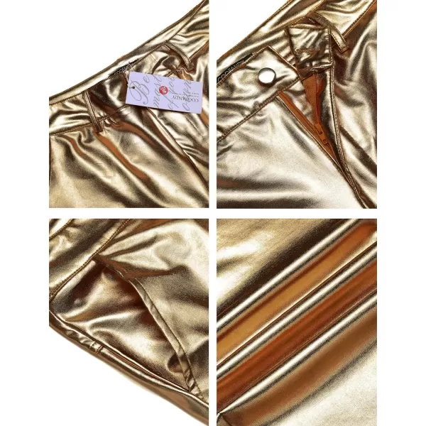 COOFANDY Mens Metallic Shiny Jeans 70‘s Party Dance Disco Nightclub Pants Straight Leg Trousers