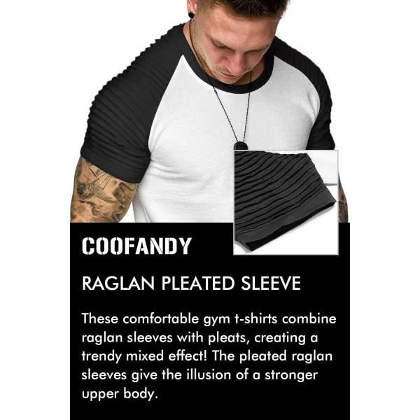 COOFANDY Men's Muscle T-Shirt Pleated Raglan Sleeve Bodybuilding Gym Tee Short Sleeve Fashion Workout Shirts Hipster Shirt)