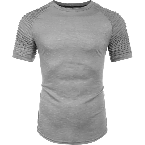 COOFANDY Men's Muscle T-Shirt Pleated Raglan Sleeve Bodybuilding Gym Tee Short Sleeve Fashion Workout Shirts Hipster Shirt