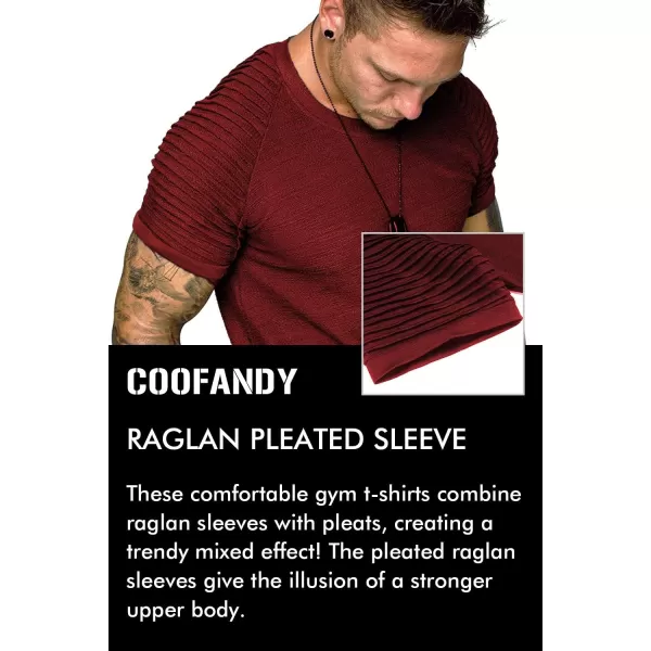 COOFANDY Men's Muscle T-Shirt Pleated Raglan Sleeve Bodybuilding Gym Tee Short Sleeve Fashion Workout Shirts Hipster Shirt