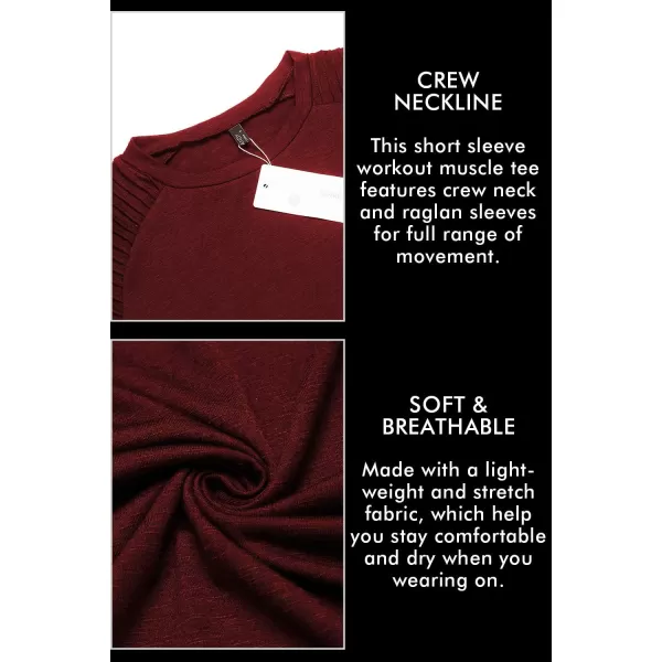 COOFANDY Men's Muscle T-Shirt Pleated Raglan Sleeve Bodybuilding Gym Tee Short Sleeve Fashion Workout Shirts Hipster Shirt