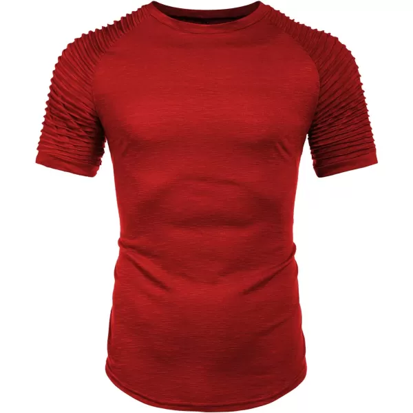 COOFANDY Men's Muscle T-Shirt Pleated Raglan Sleeve Bodybuilding Gym Tee Short Sleeve Fashion Workout Shirts Hipster Shirt