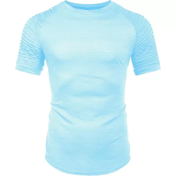 COOFANDY Men's Muscle T-Shirt Pleated Raglan Sleeve Bodybuilding Gym Tee Short Sleeve Fashion Workout Shirts Hipster Shirt