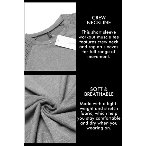 COOFANDY Men's Muscle T-Shirt Pleated Raglan Sleeve Bodybuilding Gym Tee Short Sleeve Fashion Workout Shirts Hipster Shirt