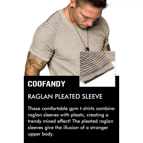 COOFANDY Men's Muscle T-Shirt Pleated Raglan Sleeve Bodybuilding Gym Tee Short Sleeve Fashion Workout Shirts Hipster Shirt