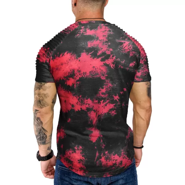 COOFANDY Men's Muscle T-Shirt Pleated Raglan Sleeve Bodybuilding Gym Tee Short Sleeve Fashion Workout Shirts Hipster Shirt)