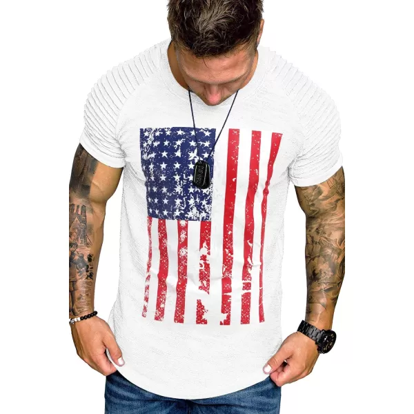 COOFANDY Men's Muscle T-Shirt Pleated Raglan Sleeve Bodybuilding Gym Tee Short Sleeve Fashion Workout Shirts Hipster Shirt