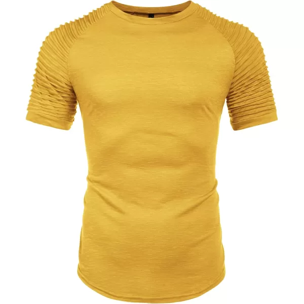 COOFANDY Men's Muscle T-Shirt Pleated Raglan Sleeve Bodybuilding Gym Tee Short Sleeve Fashion Workout Shirts Hipster Shirt