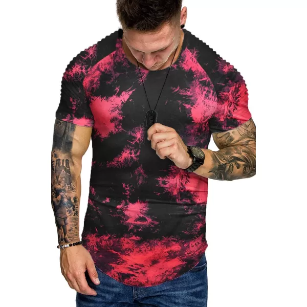 COOFANDY Men's Muscle T-Shirt Pleated Raglan Sleeve Bodybuilding Gym Tee Short Sleeve Fashion Workout Shirts Hipster Shirt)