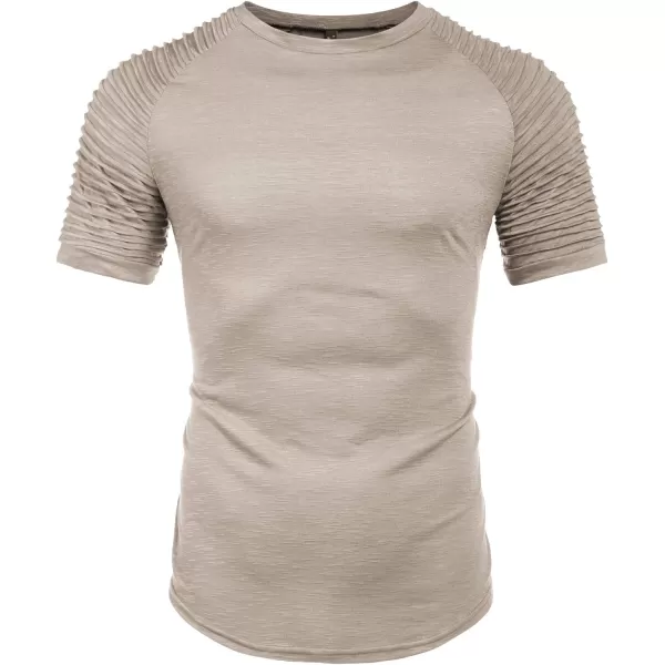 COOFANDY Men's Muscle T-Shirt Pleated Raglan Sleeve Bodybuilding Gym Tee Short Sleeve Fashion Workout Shirts Hipster Shirt