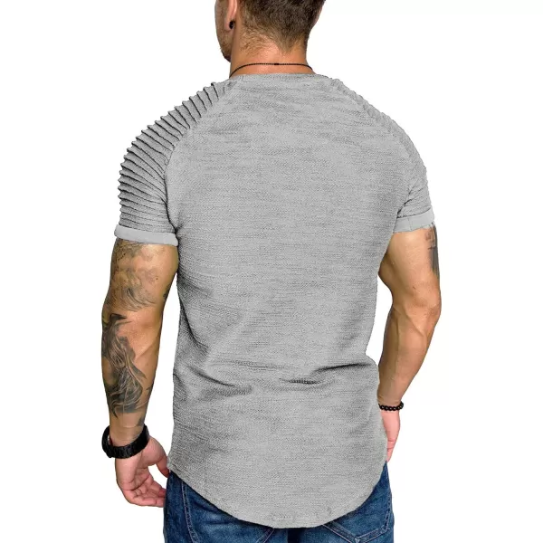 COOFANDY Men's Muscle T-Shirt Pleated Raglan Sleeve Bodybuilding Gym Tee Short Sleeve Fashion Workout Shirts Hipster Shirt