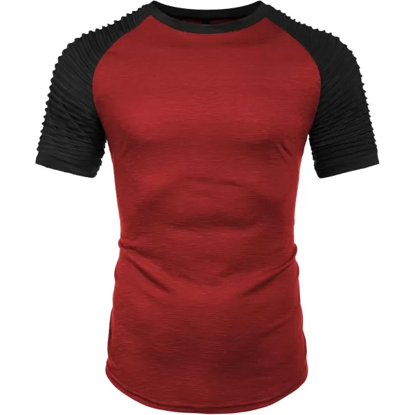 COOFANDY Men's Muscle T-Shirt Pleated Raglan Sleeve Bodybuilding Gym Tee Short Sleeve Fashion Workout Shirts Hipster Shirt)