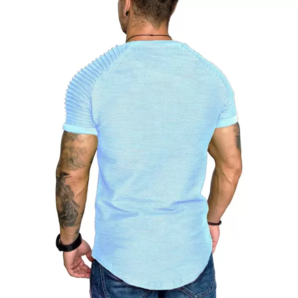 COOFANDY Men's Muscle T-Shirt Pleated Raglan Sleeve Bodybuilding Gym Tee Short Sleeve Fashion Workout Shirts Hipster Shirt
