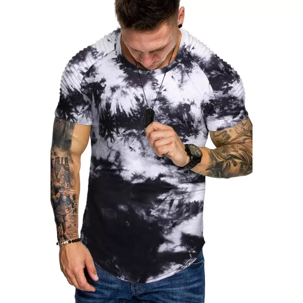 COOFANDY Men's Muscle T-Shirt Pleated Raglan Sleeve Bodybuilding Gym Tee Short Sleeve Fashion Workout Shirts Hipster Shirt)