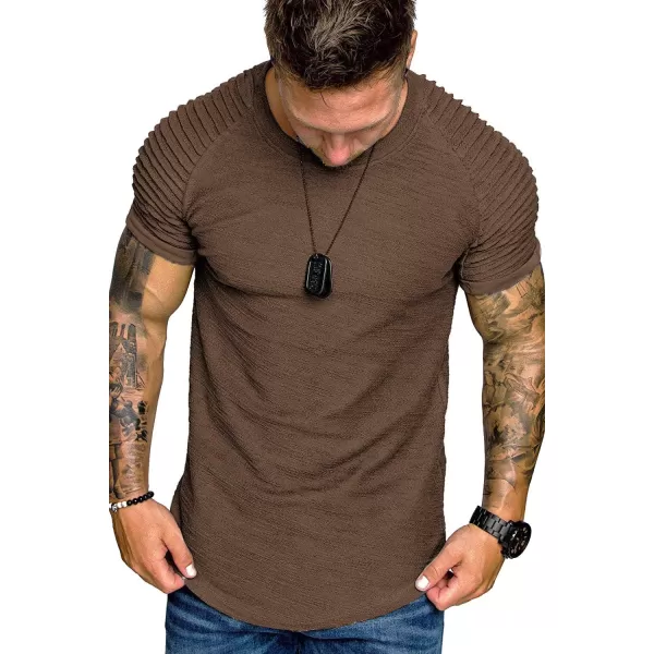 COOFANDY Men's Muscle T-Shirt Pleated Raglan Sleeve Bodybuilding Gym Tee Short Sleeve Fashion Workout Shirts Hipster Shirt
