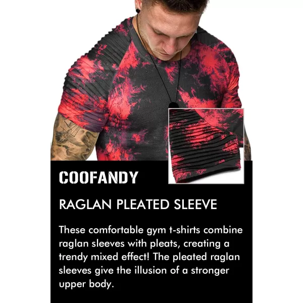 COOFANDY Men's Muscle T-Shirt Pleated Raglan Sleeve Bodybuilding Gym Tee Short Sleeve Fashion Workout Shirts Hipster Shirt)
